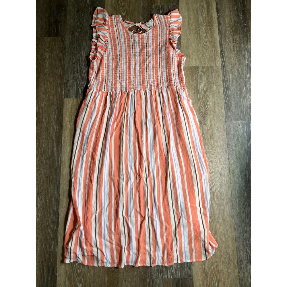 Women’s XL a new day Coral and White Striped Midi Dress